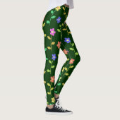 Farbenfrohe Blume, Blumenmuster, Grüne, Boho Leggings (Rechts)