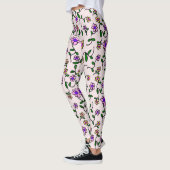 Farbenfrohe Blume, Blumenmuster, Grüne, Boho Leggings (Links)
