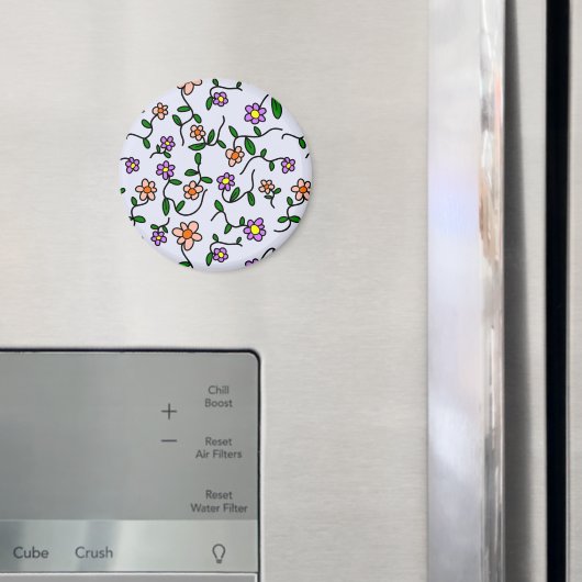 Farbenfrohe Blume, Blumenmuster, Grüne, Boho Magnet (In Situ (Kühlschrank))