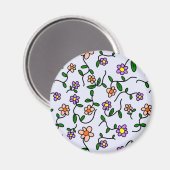 Farbenfrohe Blume, Blumenmuster, Grüne, Boho Magnet (Vorderseite/Rückseite)