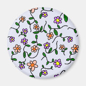 Farbenfrohe Blume, Blumenmuster, Grüne, Boho Magnet (Vorne)