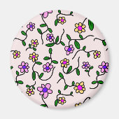 Farbenfrohe Blume, Blumenmuster, Grüne, Boho Magnet (Vorne)