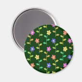 Farbenfrohe Blume, Blumenmuster, Grüne, Boho Magnet (Vorderseite/Rückseite)