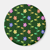 Farbenfrohe Blume, Blumenmuster, Grüne, Boho Magnet (Vorne)