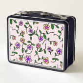 Farbenfrohe Blume, Blumenmuster, Grüne, Boho Metall Brotdose (Rückseite)