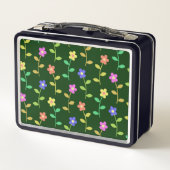 Farbenfrohe Blume, Blumenmuster, Grüne, Boho Metall Brotdose (Rückseite)
