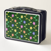 Farbenfrohe Blume, Blumenmuster, Grüne, Boho Metall Brotdose (Vorderseite)
