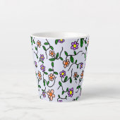 Farbenfrohe Blume, Blumenmuster, Grüne, Boho Milchtasse (Vorderseite)