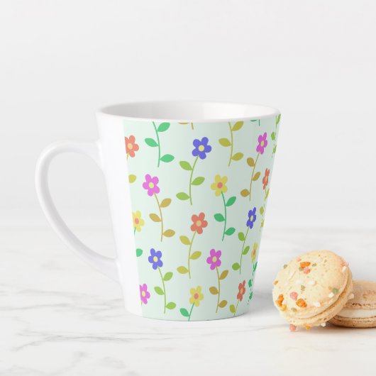 Farbenfrohe Blume, Blumenmuster, Grüne, Boho Milchtasse (Beispiel)