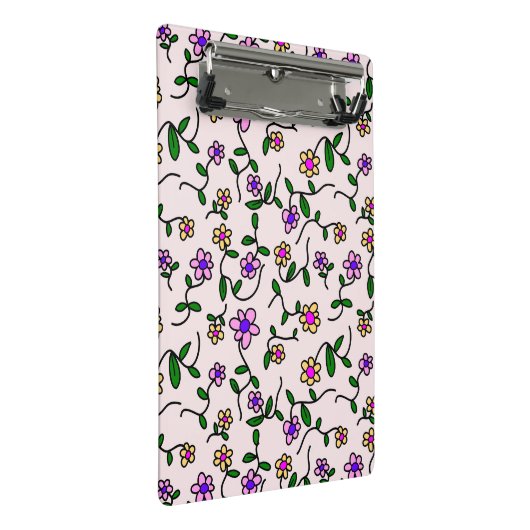 Farbenfrohe Blume, Blumenmuster, Grüne, Boho Mini Klemmbrett (Schrägansicht)