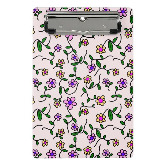 Farbenfrohe Blume, Blumenmuster, Grüne, Boho Mini Klemmbrett (Vorderseite)