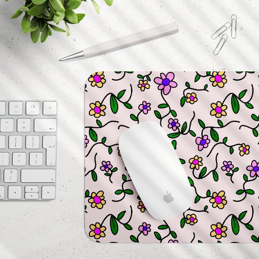 Farbenfrohe Blume, Blumenmuster, Grüne, Boho Mousepad