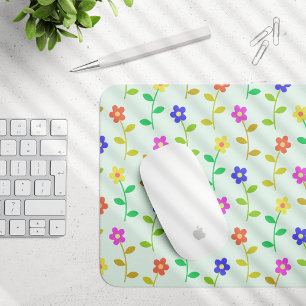 Farbenfrohe Blume, Blumenmuster, Grüne, Boho Mousepad
