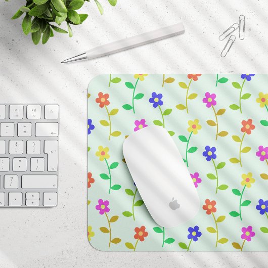 Farbenfrohe Blume, Blumenmuster, Grüne, Boho Mousepad