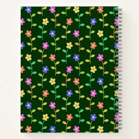 Farbenfrohe Blume, Blumenmuster, Grüne, Boho Notizblock (Rückseite)