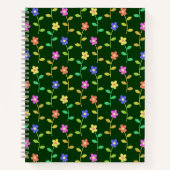 Farbenfrohe Blume, Blumenmuster, Grüne, Boho Notizblock (Vorderseite)