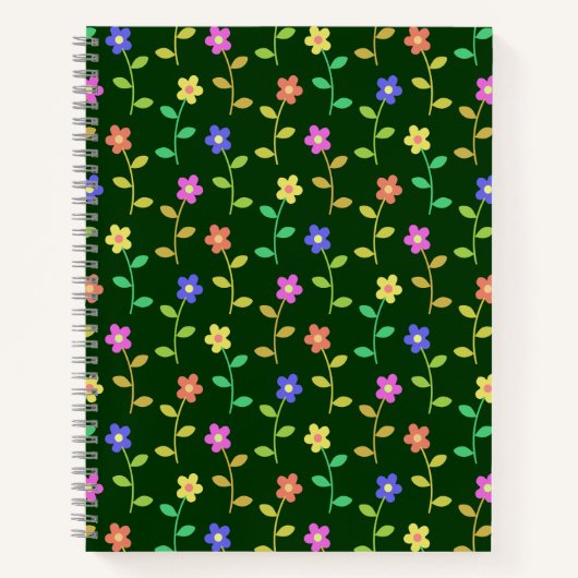 Farbenfrohe Blume, Blumenmuster, Grüne, Boho Notizblock (Vorderseite)