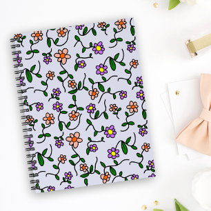 Farbenfrohe Blume, Blumenmuster, Grüne, Boho Notizblock