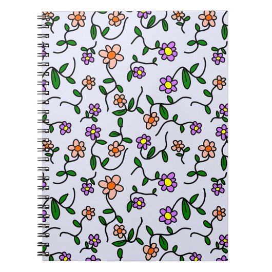 Farbenfrohe Blume, Blumenmuster, Grüne, Boho Notizblock (Vorderseite)