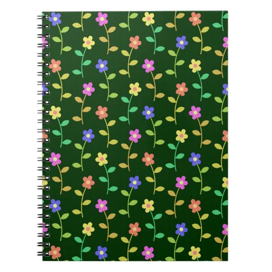 Farbenfrohe Blume, Blumenmuster, Grüne, Boho Notizblock (Vorderseite)