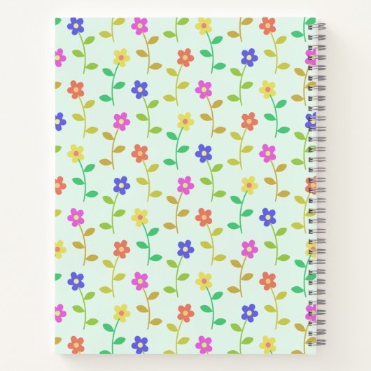 Farbenfrohe Blume, Blumenmuster, Grüne, Boho Notizblock (Rückseite)