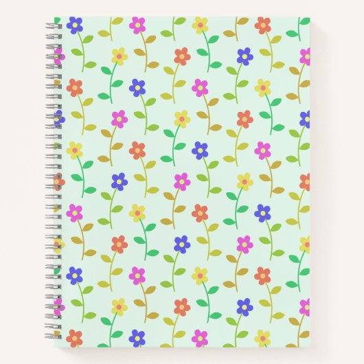 Farbenfrohe Blume, Blumenmuster, Grüne, Boho Notizblock (Vorderseite)