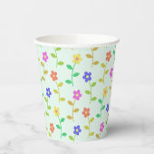 Farbenfrohe Blume, Blumenmuster, Grüne, Boho Pappbecher (Links)