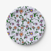 Farbenfrohe Blume, Blumenmuster, Grüne, Boho Pappteller (Vorderseite)