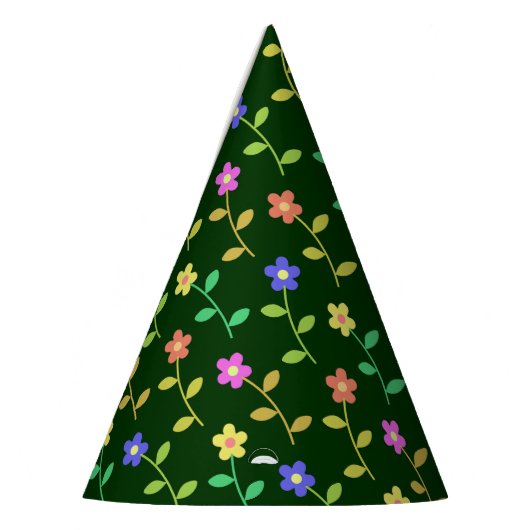 Farbenfrohe Blume, Blumenmuster, Grüne, Boho Partyhütchen (Links)