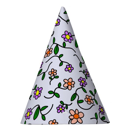 Farbenfrohe Blume, Blumenmuster, Grüne, Boho Partyhütchen (Rechts)