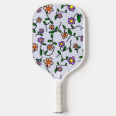 Farbenfrohe Blume, Blumenmuster, Grüne, Boho Pickleball Schläger (Vorderseite)