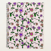 Farbenfrohe Blume, Blumenmuster, Grüne, Boho Planer (Vorderseite)
