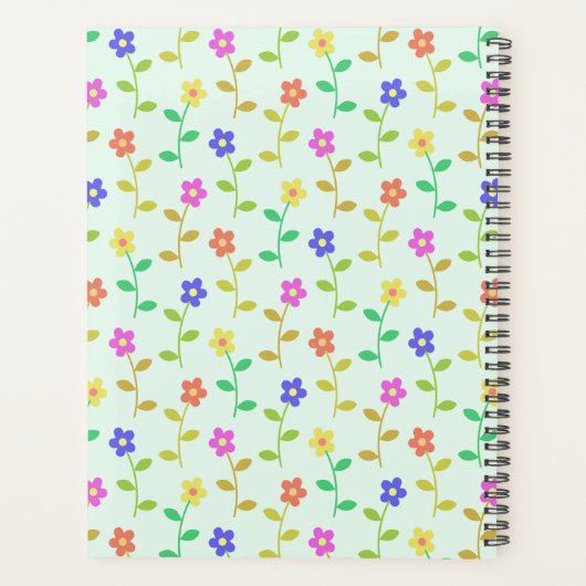 Farbenfrohe Blume, Blumenmuster, Grüne, Boho Planer (Rückseite)