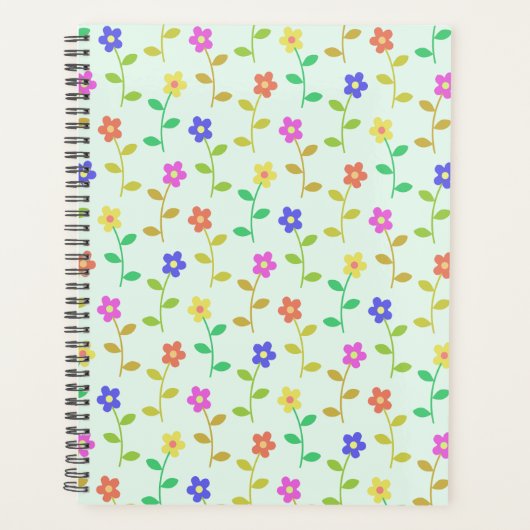 Farbenfrohe Blume, Blumenmuster, Grüne, Boho Planer (Vorderseite)