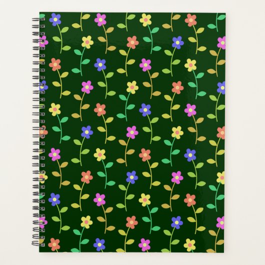 Farbenfrohe Blume, Blumenmuster, Grüne, Boho Planer (Vorderseite)