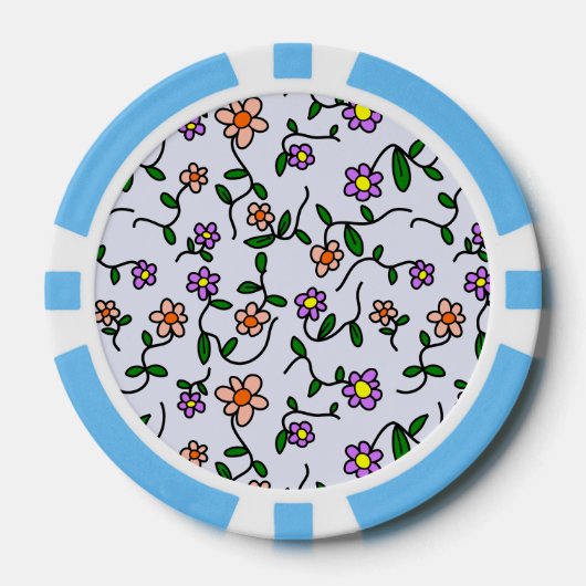 Farbenfrohe Blume, Blumenmuster, Grüne, Boho Pokerchips (Vorderseite)