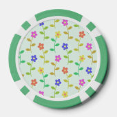 Farbenfrohe Blume, Blumenmuster, Grüne, Boho Pokerchips (Rückseite)