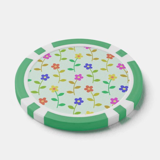 Farbenfrohe Blume, Blumenmuster, Grüne, Boho Pokerchips (Einzeln)
