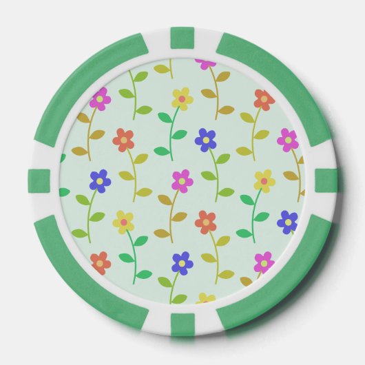 Farbenfrohe Blume, Blumenmuster, Grüne, Boho Pokerchips (Vorderseite)