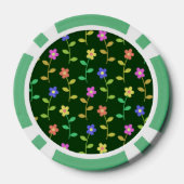 Farbenfrohe Blume, Blumenmuster, Grüne, Boho Pokerchips (Rückseite)