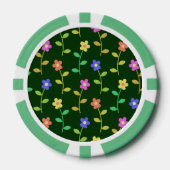 Farbenfrohe Blume, Blumenmuster, Grüne, Boho Pokerchips (Vorderseite)
