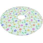 Farbenfrohe Blume, Blumenmuster, Grüne, Boho Polyester Weihnachtsbaumdecke (Schrägansicht)