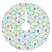 Farbenfrohe Blume, Blumenmuster, Grüne, Boho Polyester Weihnachtsbaumdecke (Vorderseite)