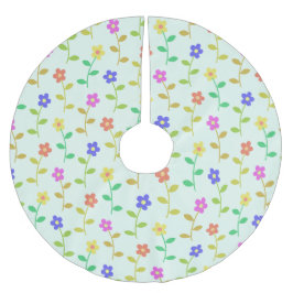 Farbenfrohe Blume, Blumenmuster, Grüne, Boho Polyester Weihnachtsbaumdecke