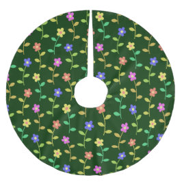 Farbenfrohe Blume, Blumenmuster, Grüne, Boho Polyester Weihnachtsbaumdecke