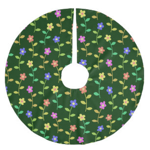 Farbenfrohe Blume, Blumenmuster, Grüne, Boho Polyester Weihnachtsbaumdecke