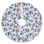 Farbenfrohe Blume, Blumenmuster, Grüne, Boho Polyester Weihnachtsbaumdecke (Vorderseite)