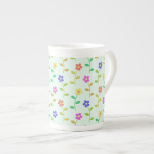 Farbenfrohe Blume, Blumenmuster, Grüne, Boho Porzellantasse