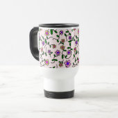 Farbenfrohe Blume, Blumenmuster, Grüne, Boho Reisebecher (Vorderseite Links)
