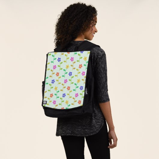 Farbenfrohe Blume, Blumenmuster, Grüne, Boho Rucksack (Ausgewaschen)